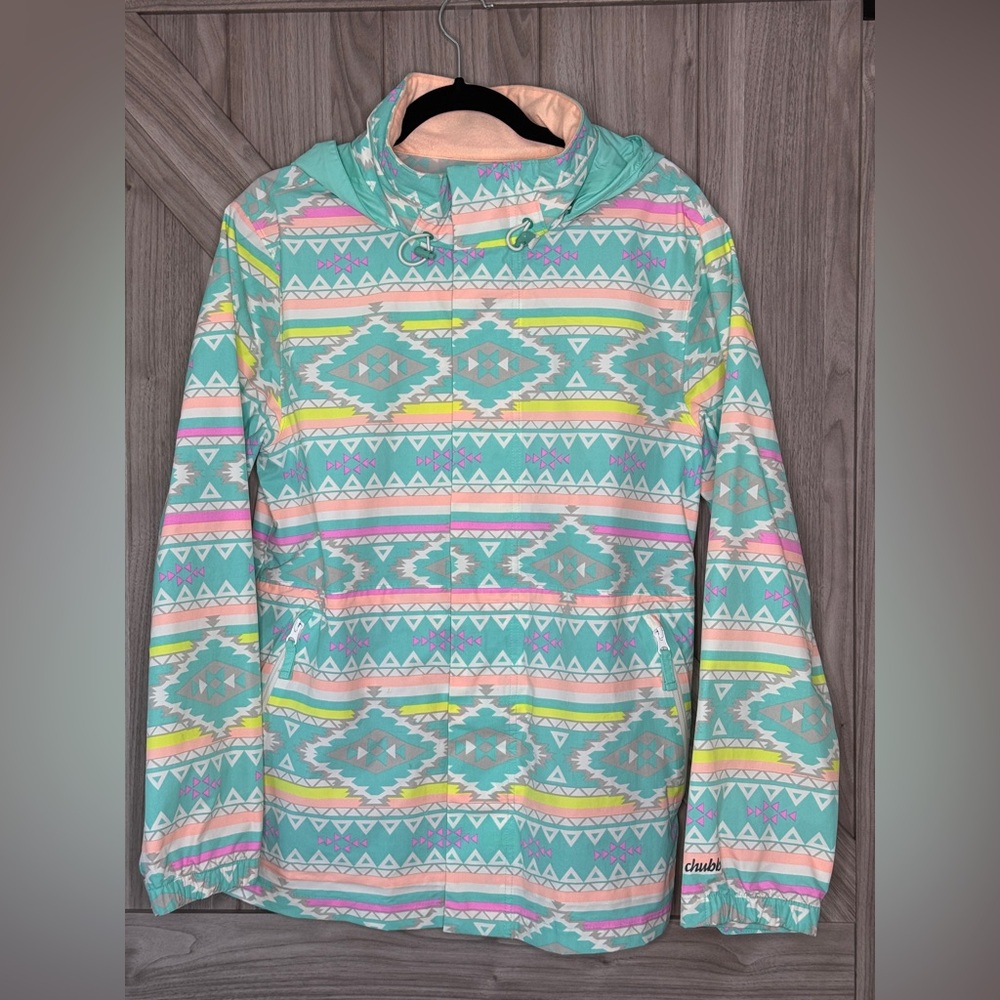 RARE Chubbies The En Fuegos Aztec Print Shell Waterproof Snowboard / Ski Jacket